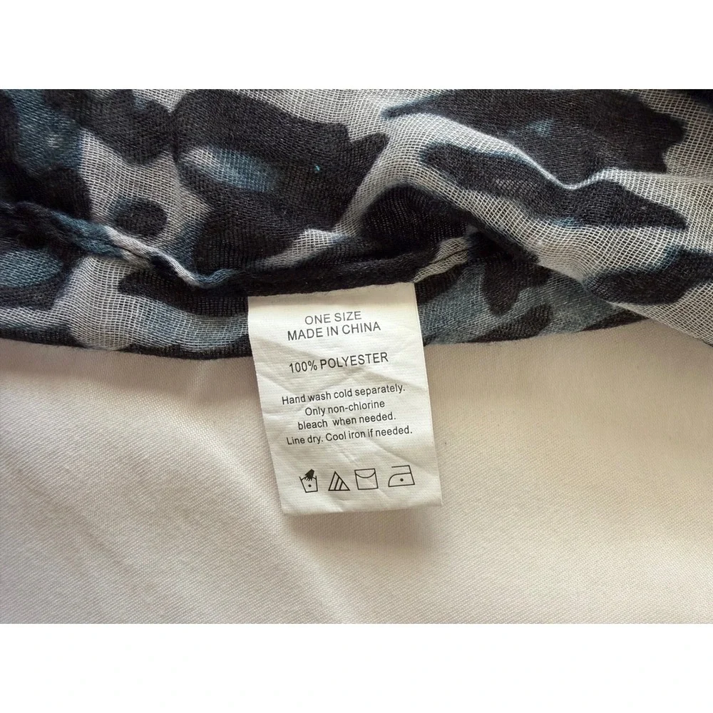 Blue Grey Leopard‎ Print Infinity Scarf Lightweight Animal Pattern Loop Scarf